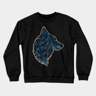 Wolf side profile design #2 - blue version Crewneck Sweatshirt